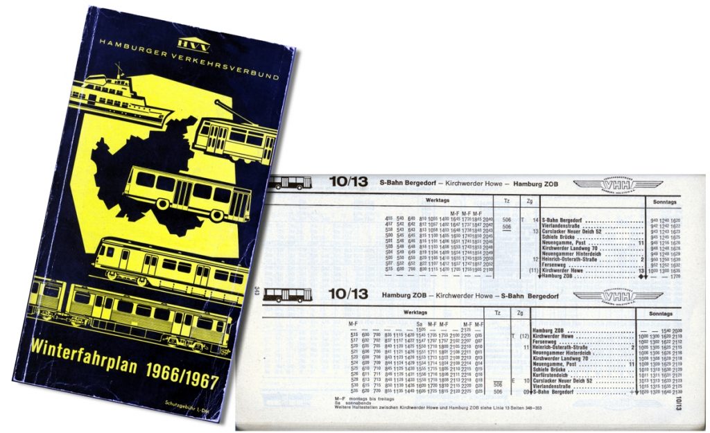 Fahrplanbuch und -tabelle 1967 mit erstem hvv Logo