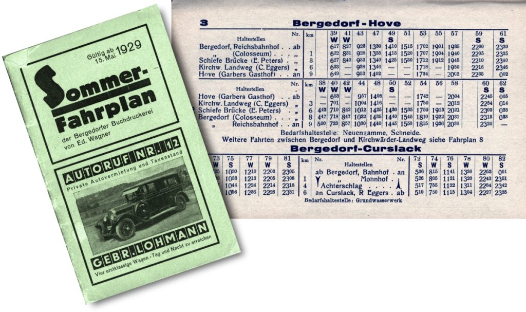 Fahrplanheft und -tabelle 1929