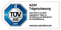 Logo AZAV Trägerzulassung TÜV-Süd